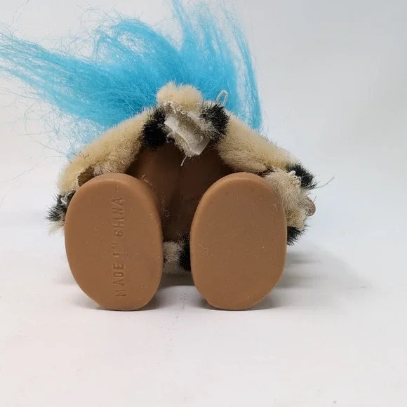 Russ Troll Doll Blue Hair Caveman Leopard Print Outfit Vintage Toy Small 3" - Picture 5 of 5